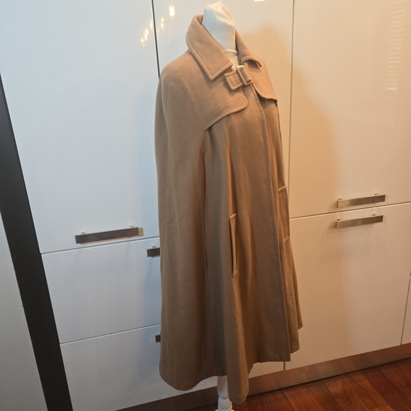 Twelfth Street Wool Cape Arm Holes Collared Mid Length Tan Brown Size Small USA - Picture 1 of 14